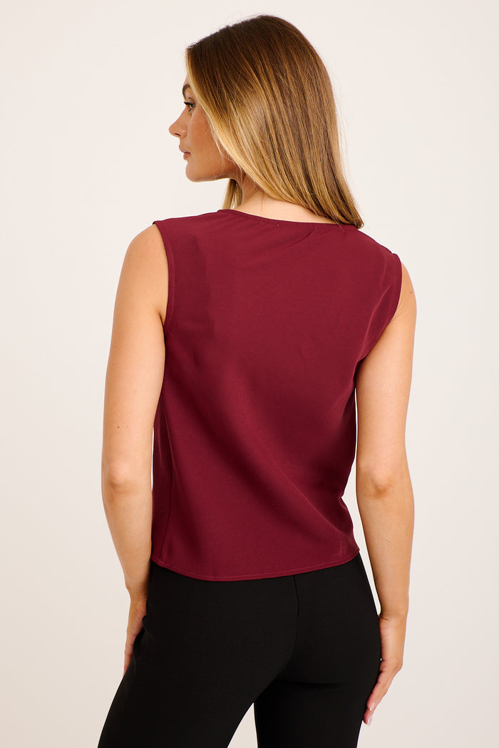 Favor Cowl Neck Top in Wine back