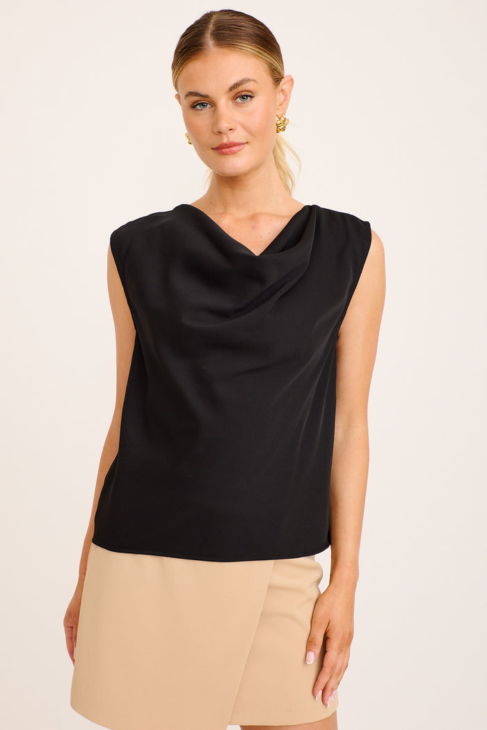 Favor Cowl Neck Top in Black front