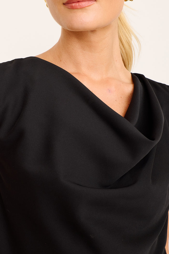 Favor Cowl Neck Top in Black detail
