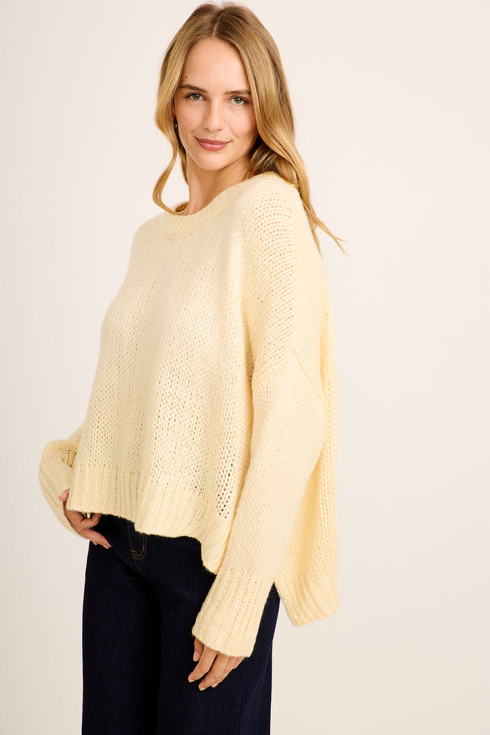 Stunner Knit in Butter Yellow Wool Blend side