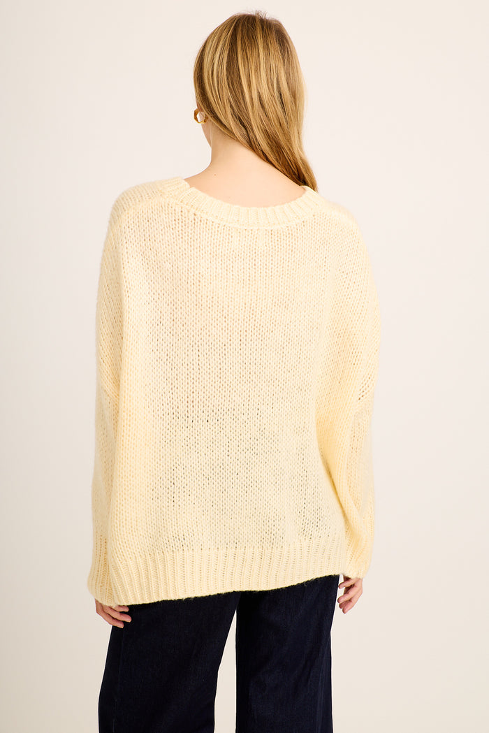 Stunner Knit in Butter Yellow Wool Blend back