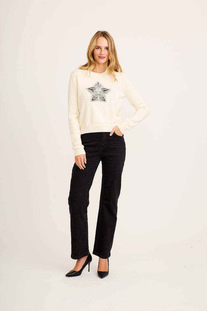 Starry Knit in Cream Wool Blend full length