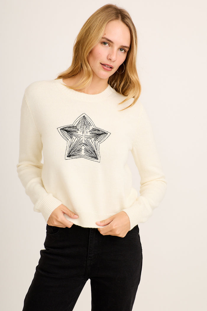 Starry Knit in Cream Wool Blend front