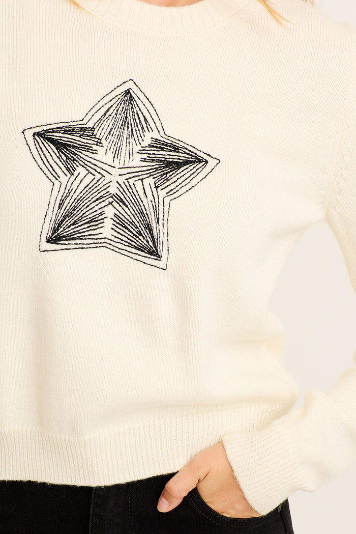 Starry Knit in Cream Wool Blend detail