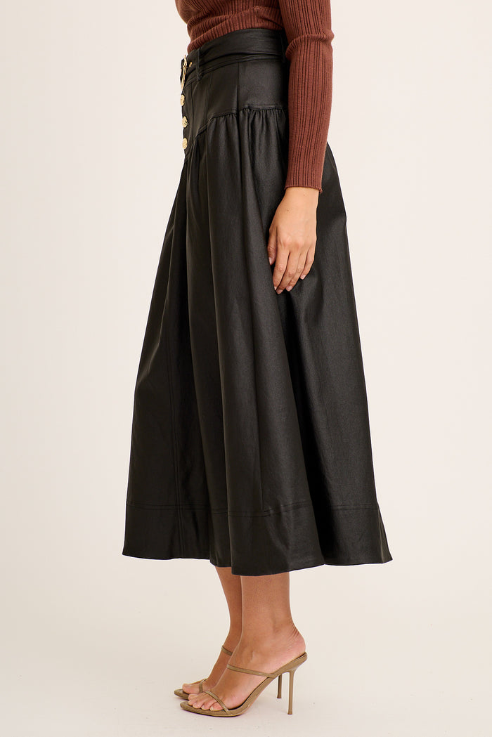 Lautner Maxi Skirt With Belt In Black Wetlook side