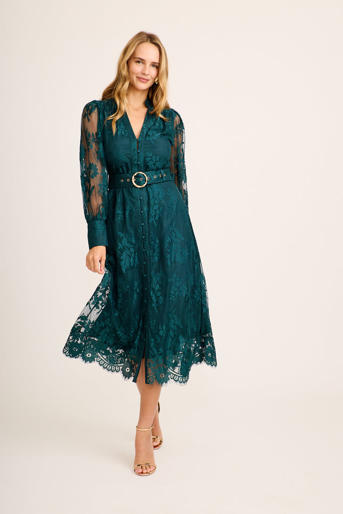emerald green bohemian dress The Emma Dress in Emerald Peony Print 12 / Emerald Peony Print main image 0