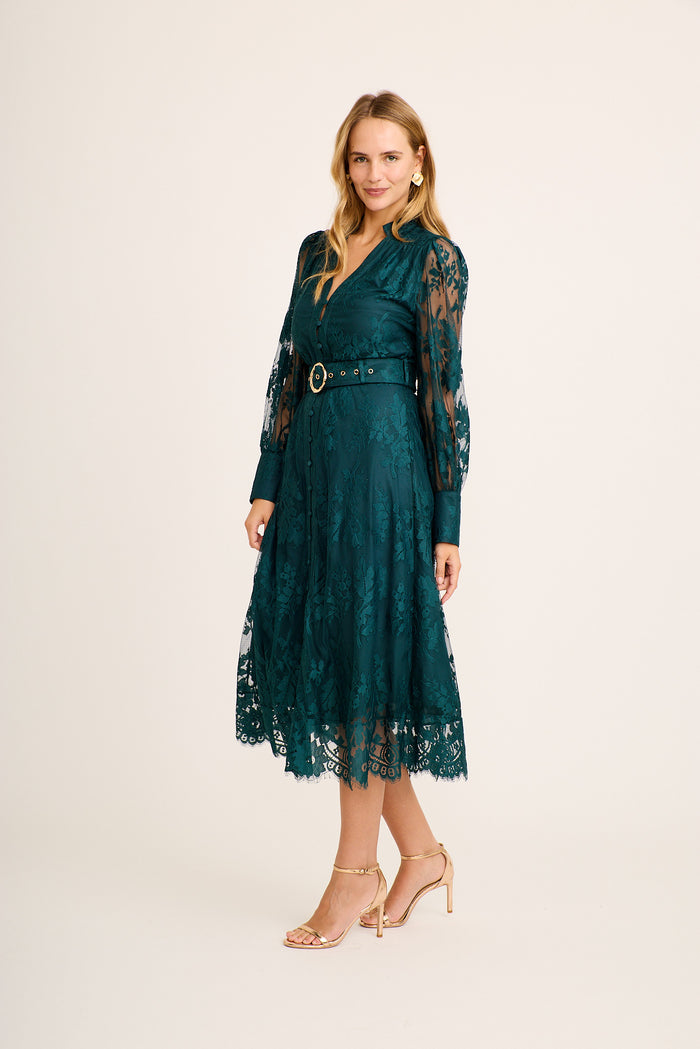 Chances Maxi Dress in Emerald Lace side