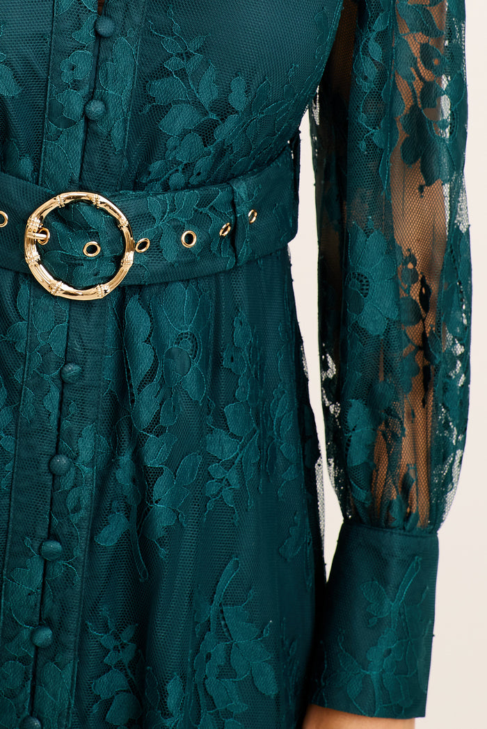 Chances Maxi Dress in Emerald Lace detail