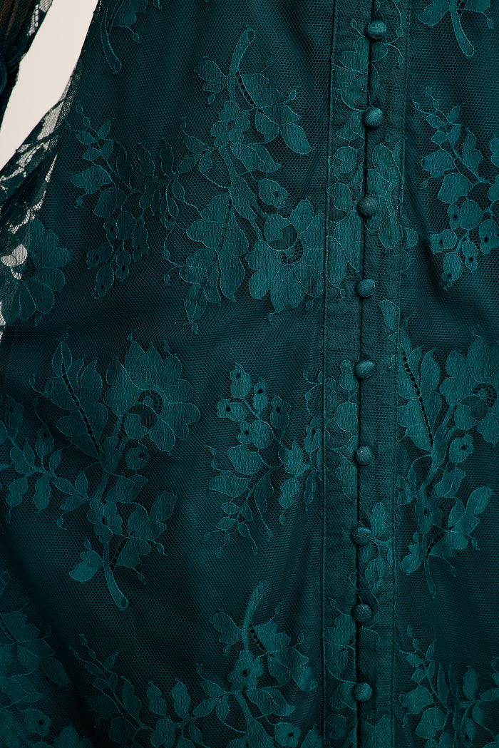 Chances Maxi Dress in Emerald Lace fabric