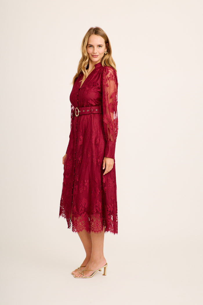 Chances Maxi Dress in Wine Lace side
