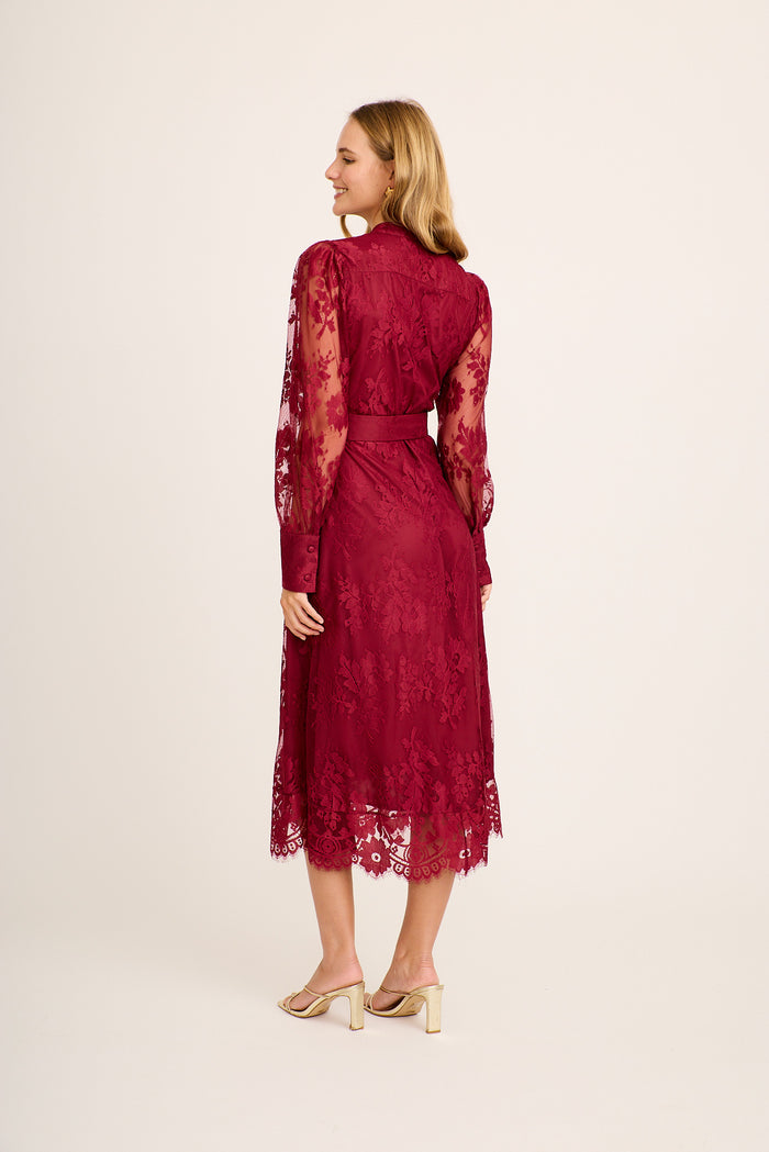 Chances Maxi Dress in Wine Lace back