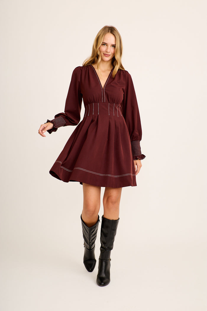 Carthy Dress in Wine full length