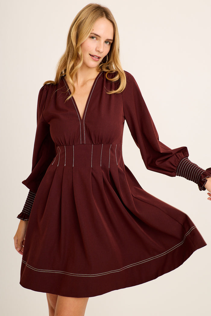 Carthy Dress in Wine front