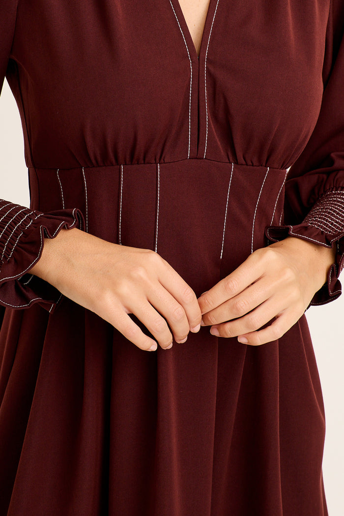 Carthy Dress in Wine detail