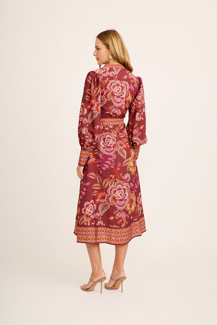 Everlane Midi Dress in Rust Floral Linen Blend back