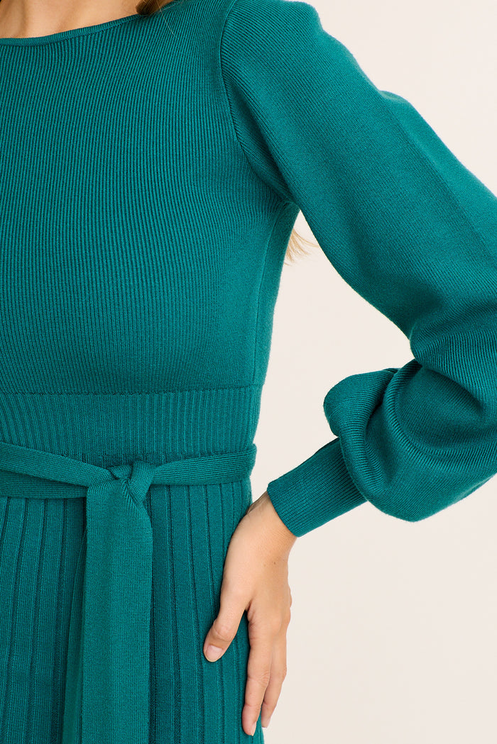 Barnes Midi Knit Dress in Teal detail