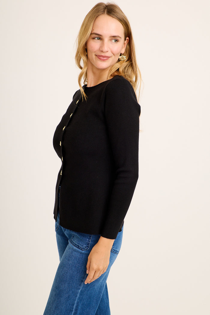 Estina Knit Cardigan in Black side