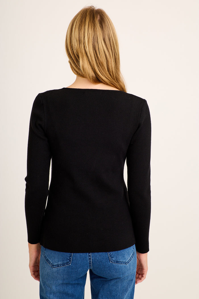 Estina Knit Cardigan in Black back