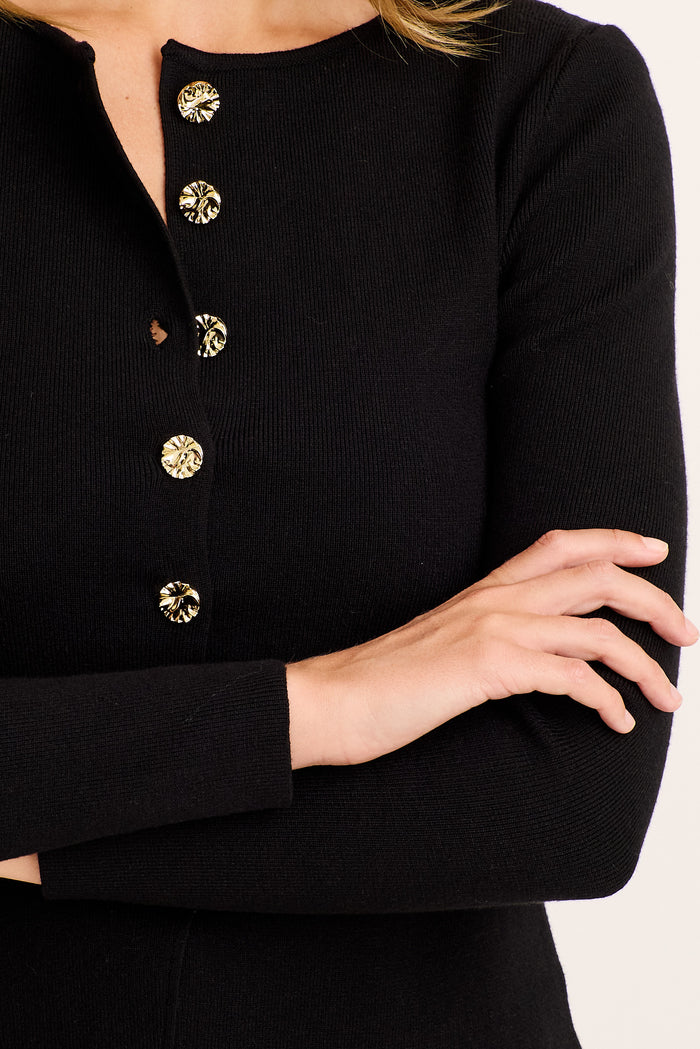Estina Knit Cardigan in Black detail