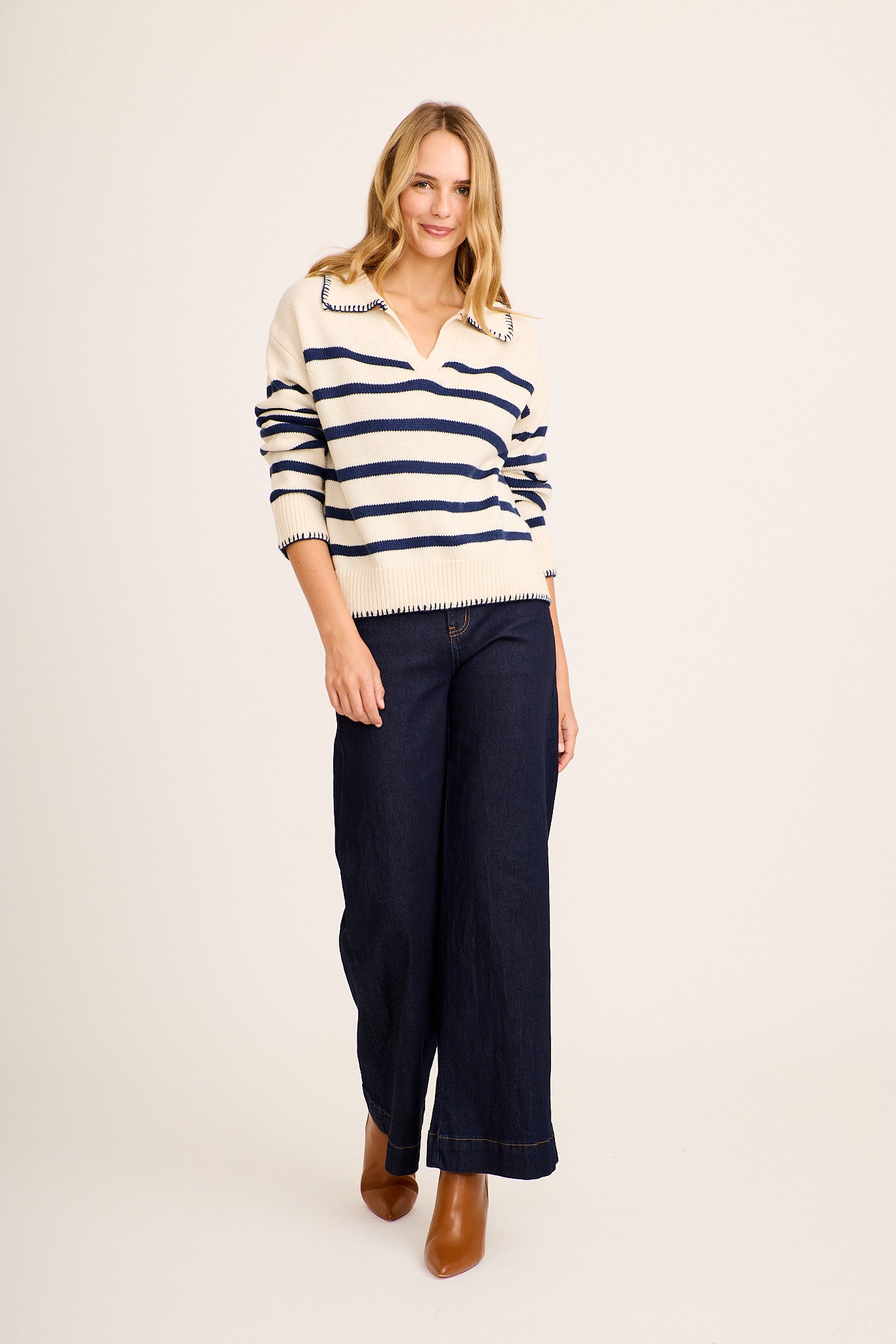 Milleny Milleny Knit White Navy Stripe | St Frock
