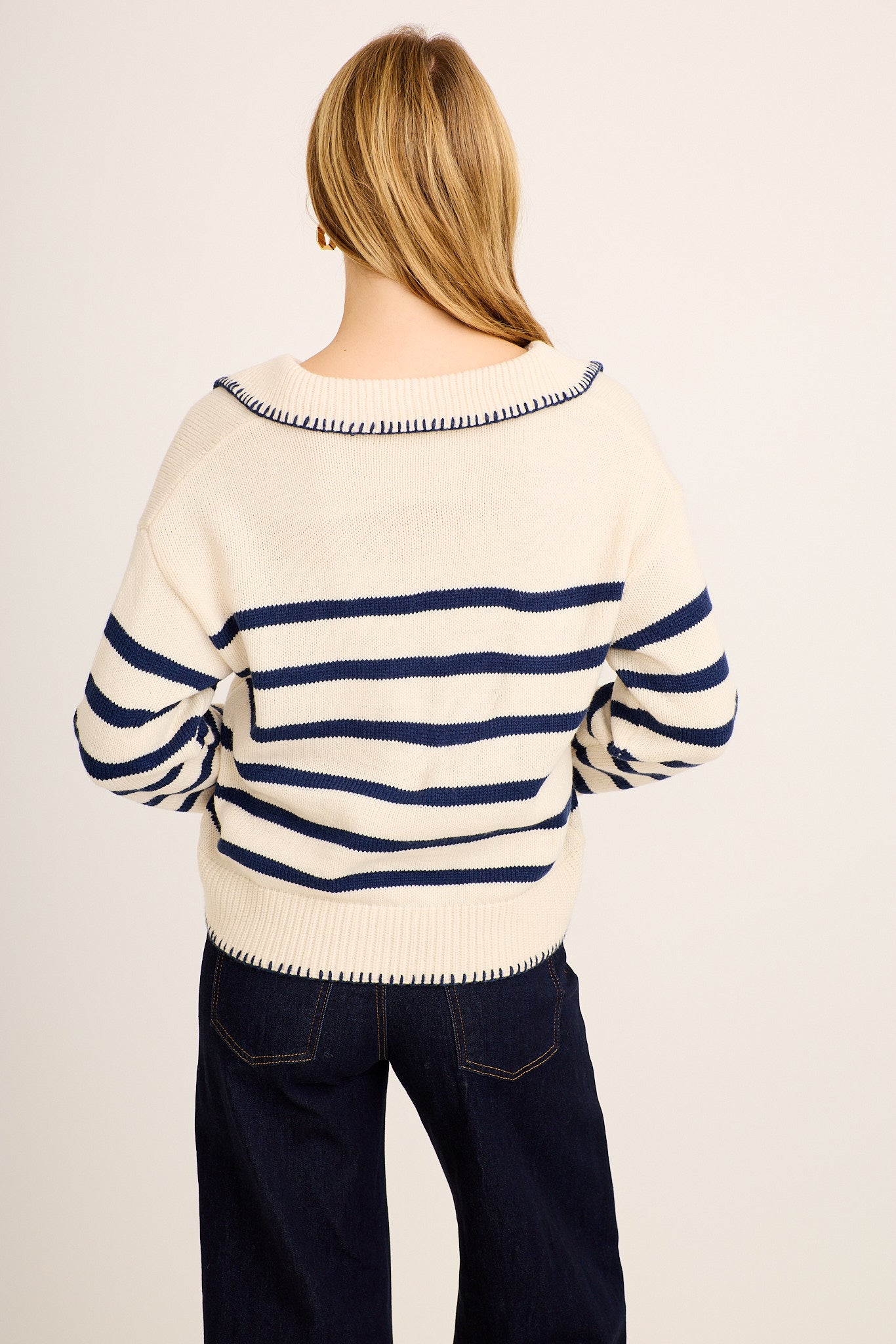 Milleny Milleny Knit White Navy Stripe | St Frock