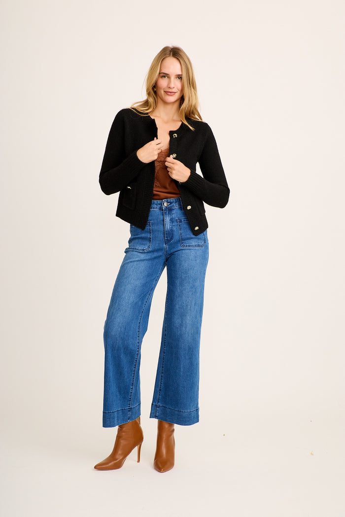 Laurel Knit Cardigan in Black full length