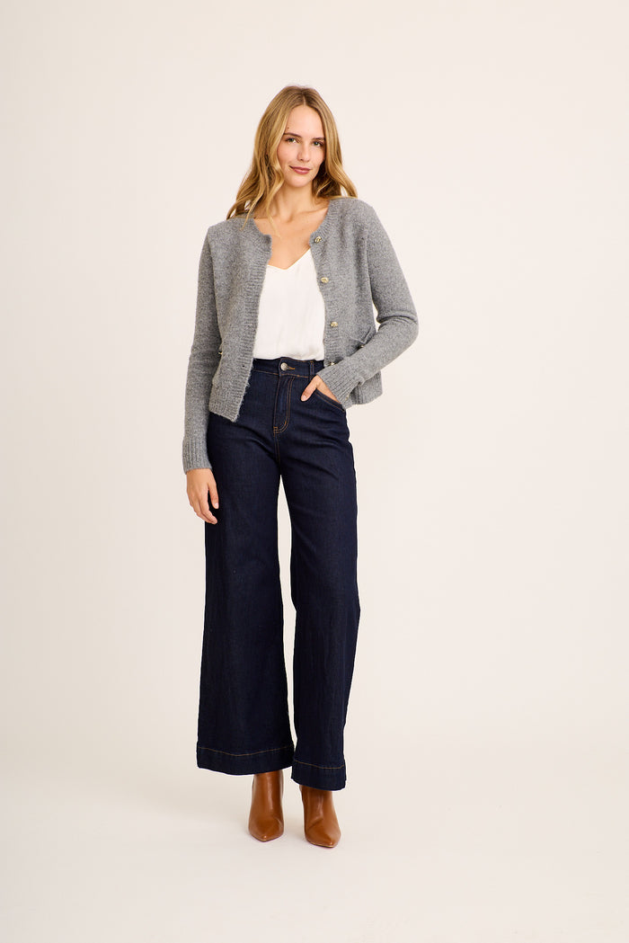 Laurel Knit Cardigan in Grey full length