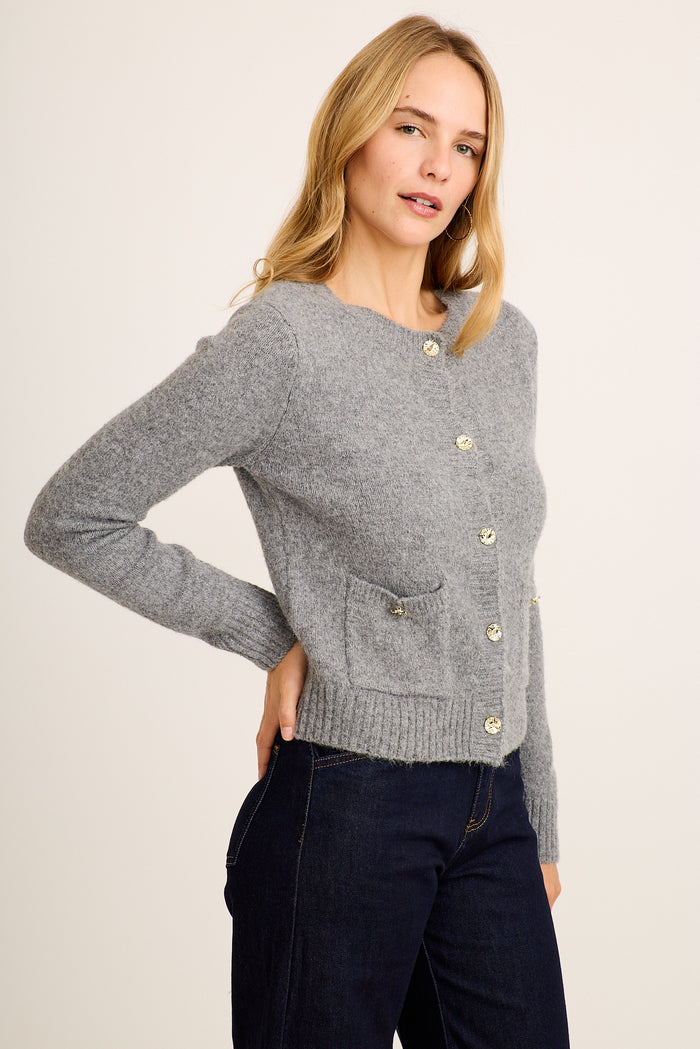 Laurel Knit Cardigan in Grey side