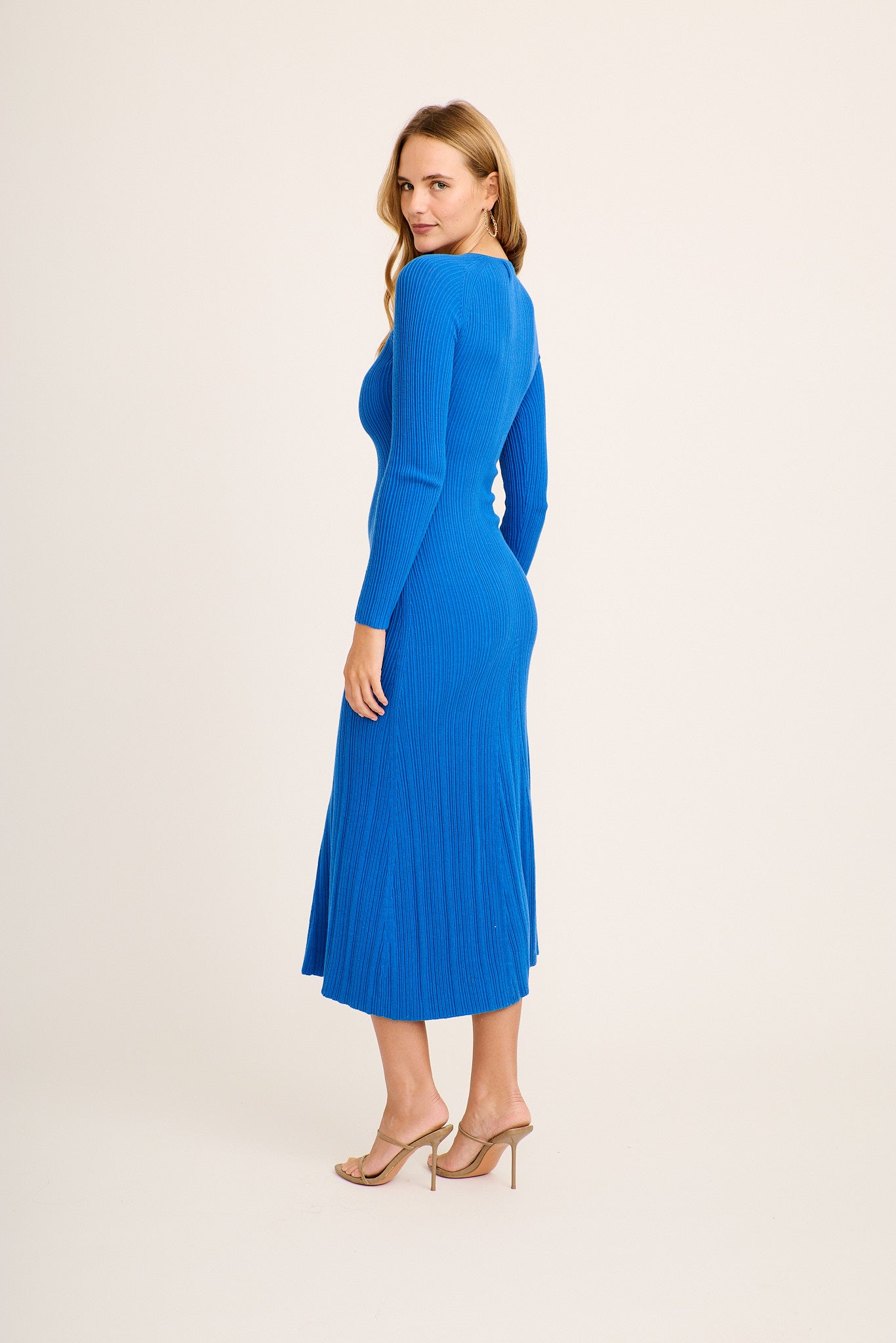Armina Midi Knit Dress Cerulean Blue Cotton