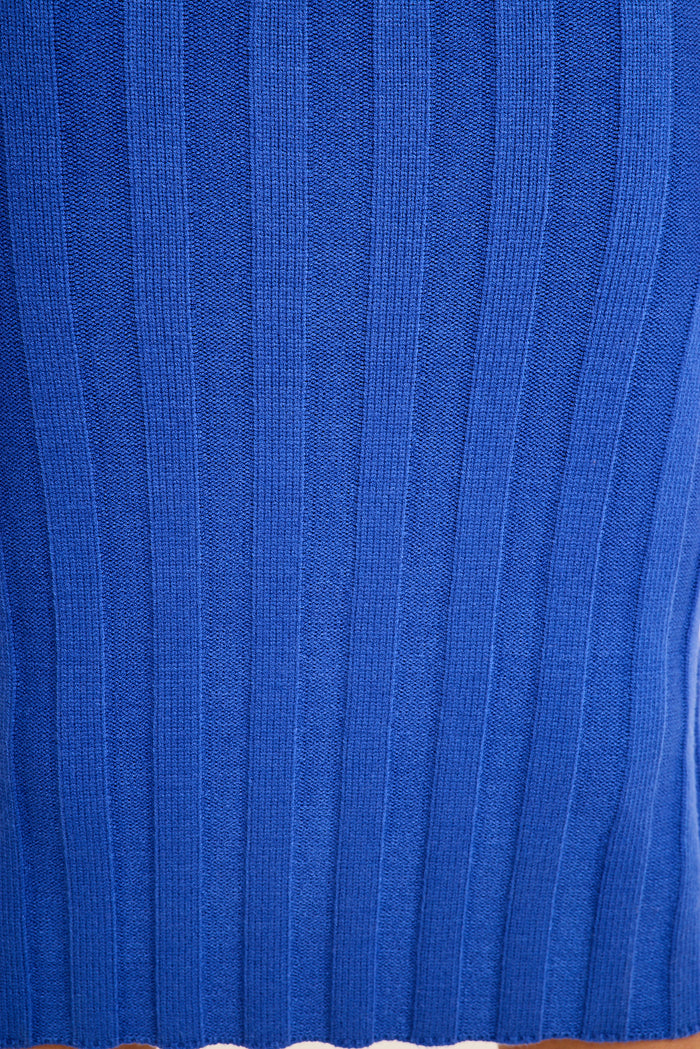 Hayley Midi Knit Dress in Cerulean Blue Wool Blend fabric