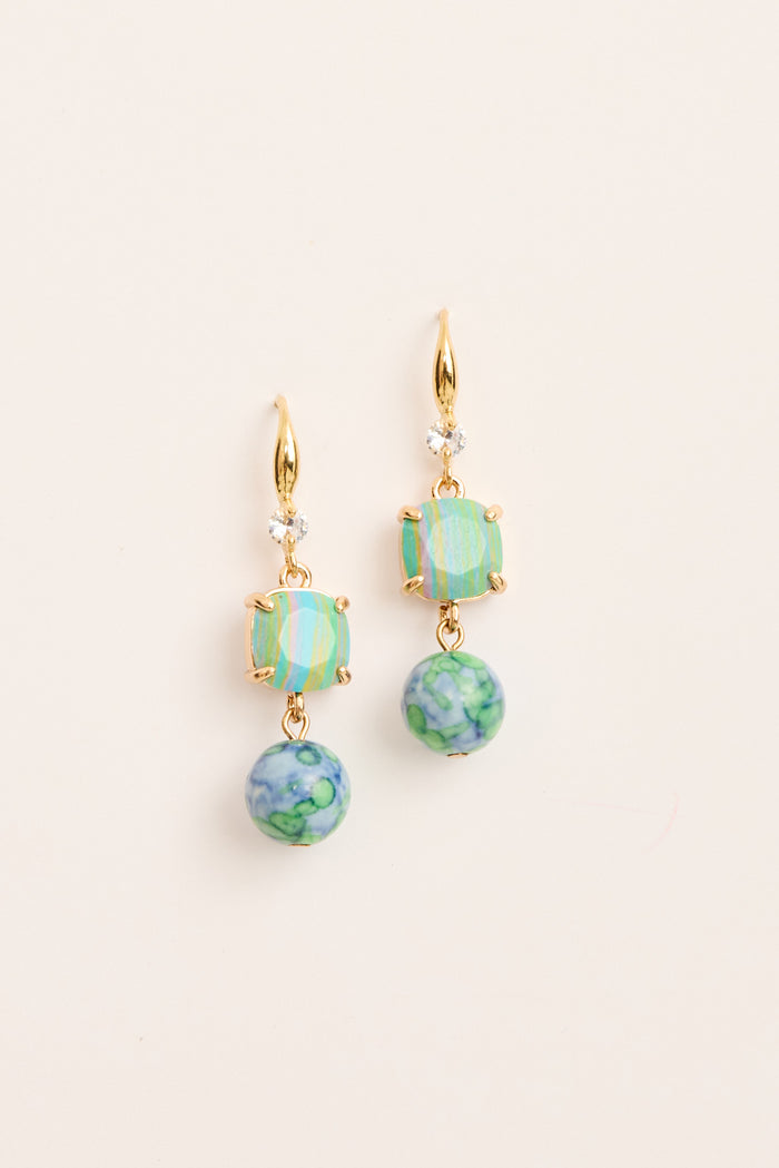Luna Dangle Earrings in Baby Blue Beads flatlay