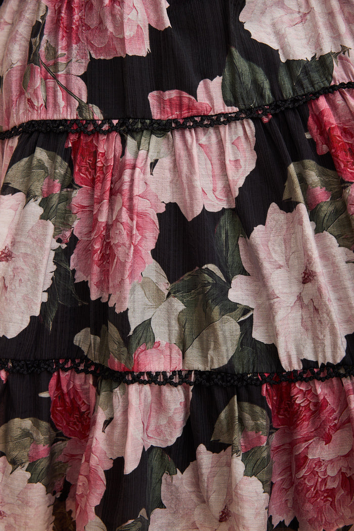 Riverstone Dress in Black with Blush Floral fabric