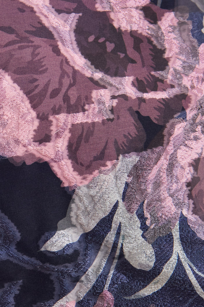 Love Emotions Dress in Navy with Pink Floral Organza focus fabric