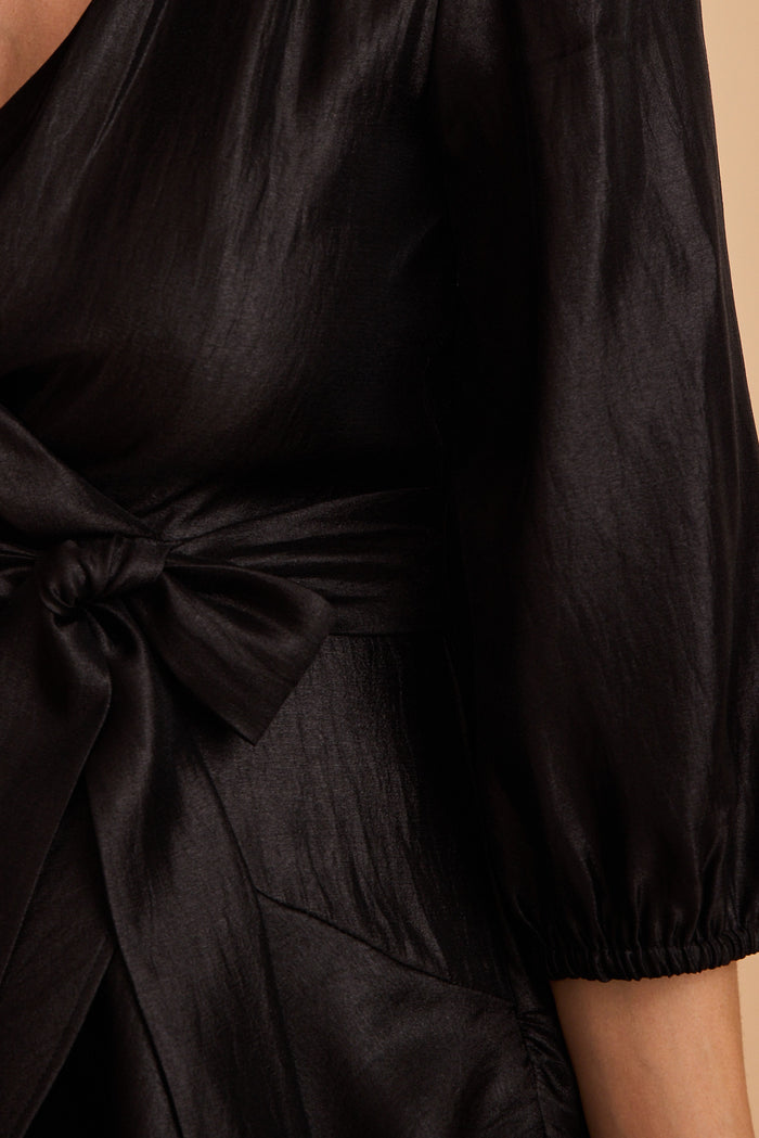 Rose Twirl Dress in Black detail