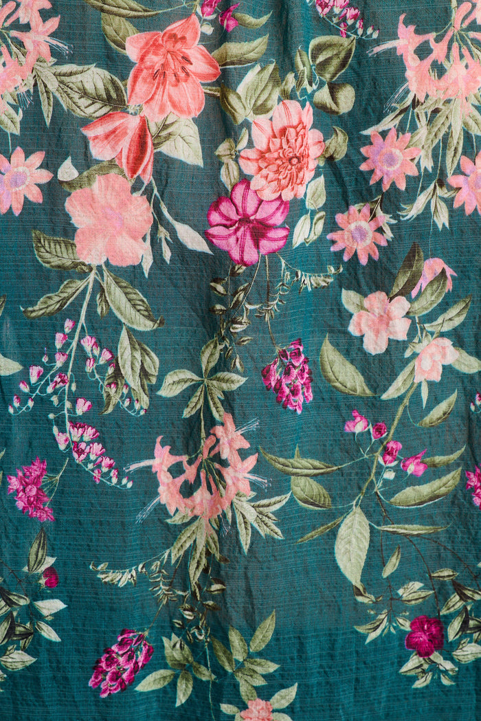 Ready or Not Top in Emerald Floral fabric