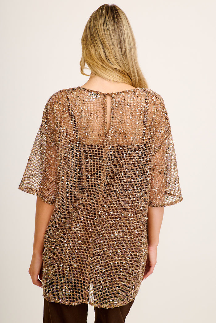 Azura Top in Chocolate Sequin back