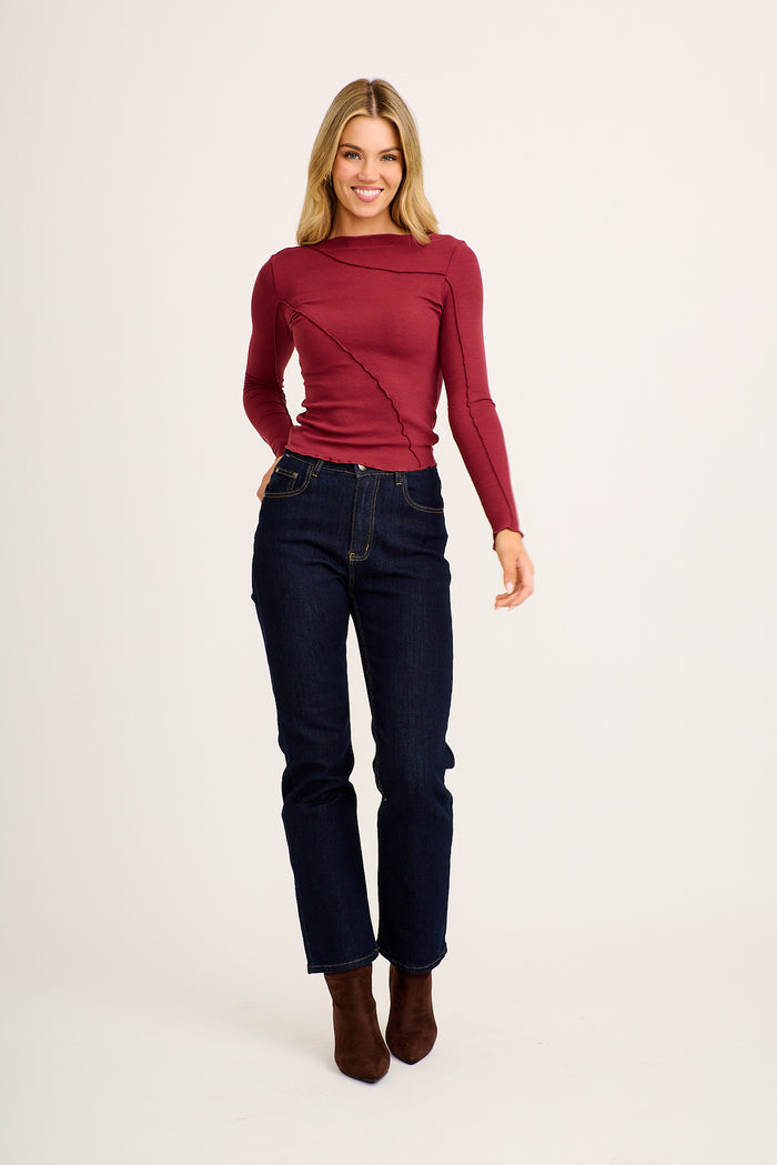 Esme Top in Wine full length