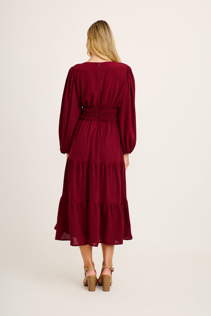 Saveria Midi Dress in Wine back