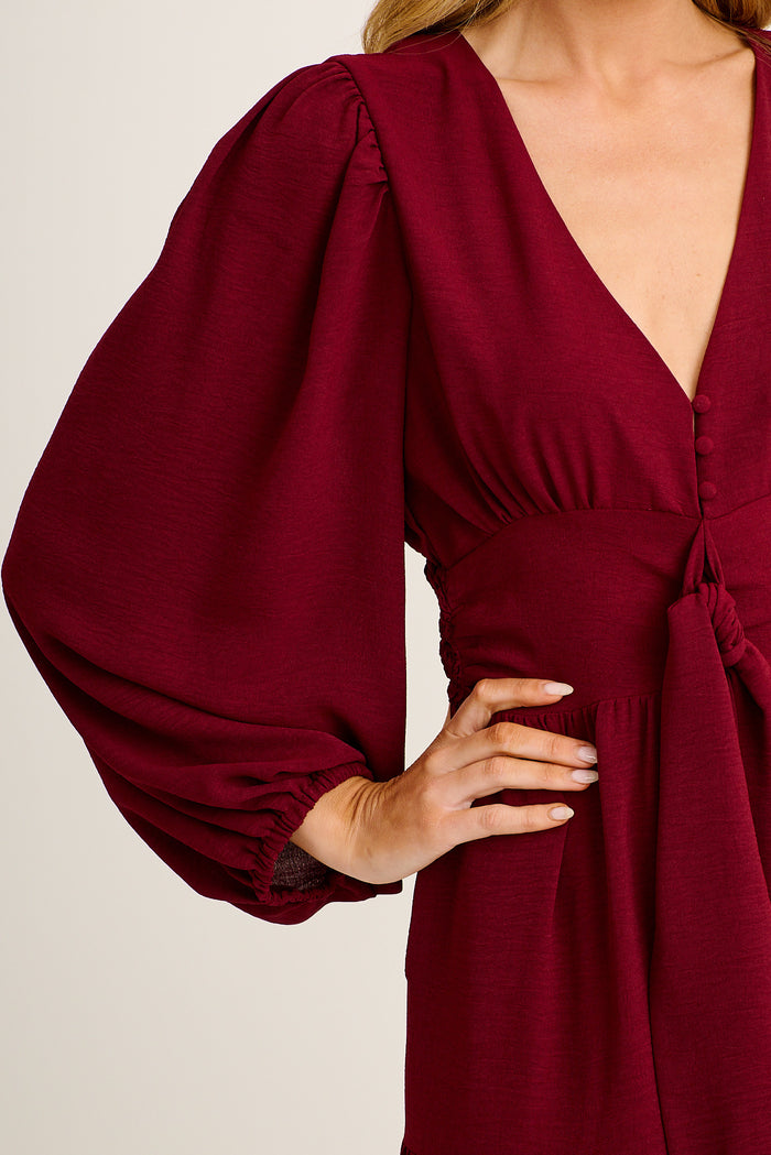 Saveria Midi Dress in Wine detail