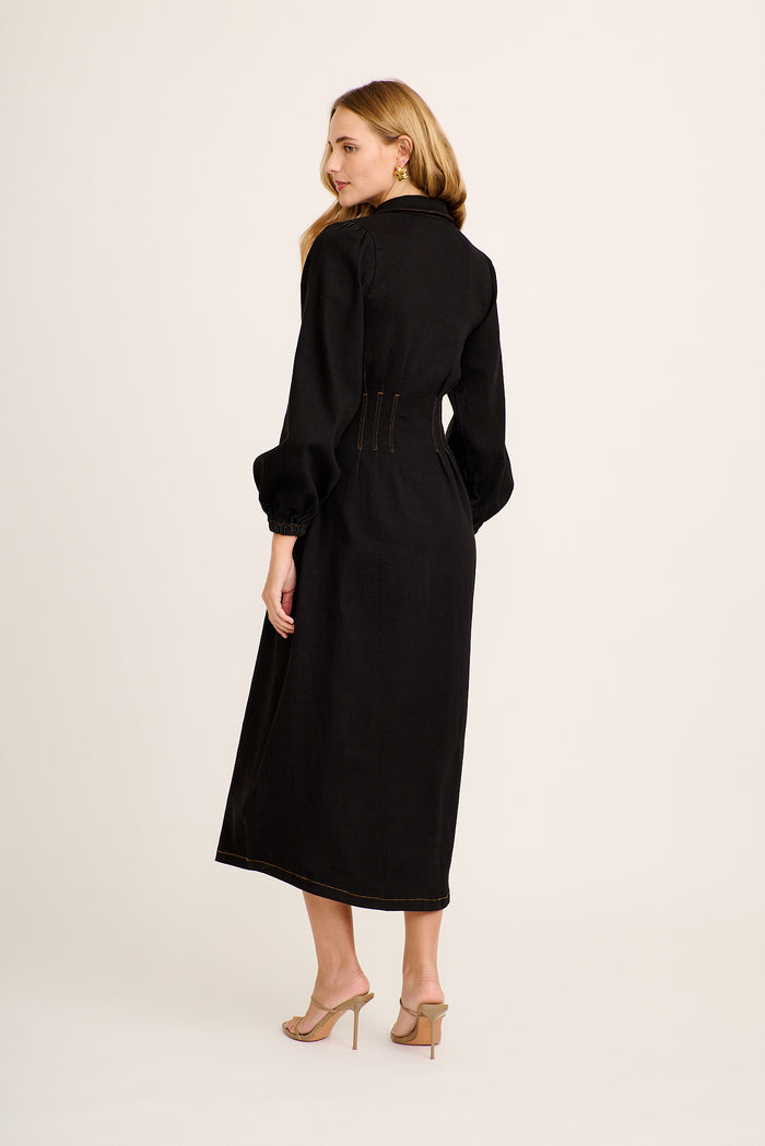 Avenue Maxi Dress in Black Denim back