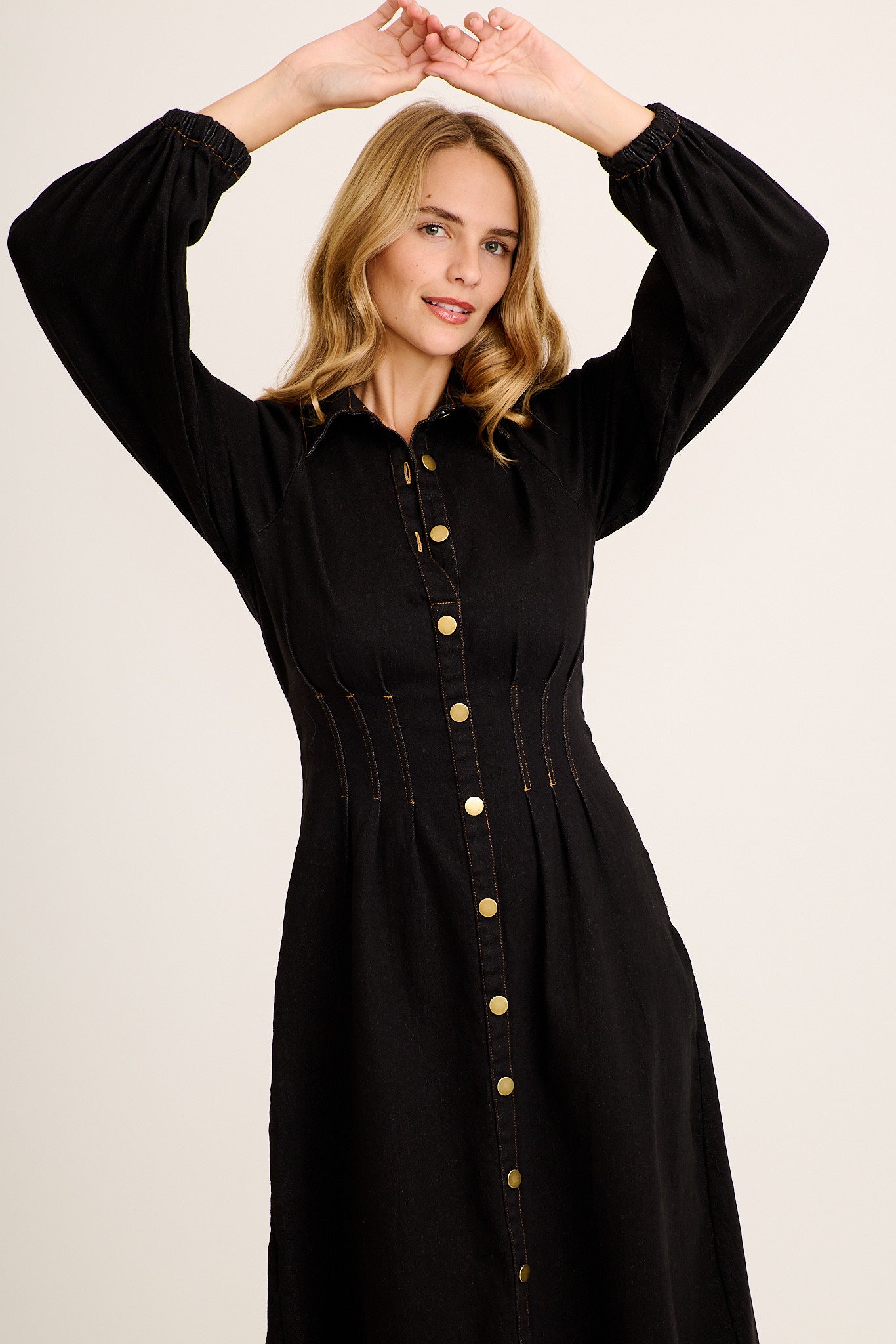 Avenue Maxi Dress in Black Denim | St Frock