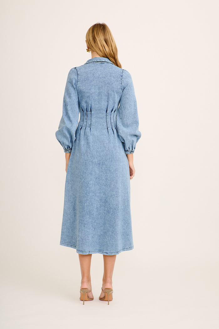 Avenue Maxi Dress in Blue Denim back