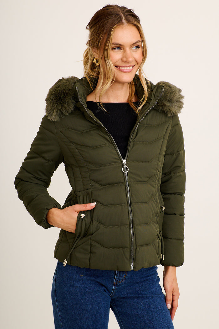 Antwerp Puffer Jacket In Khaki