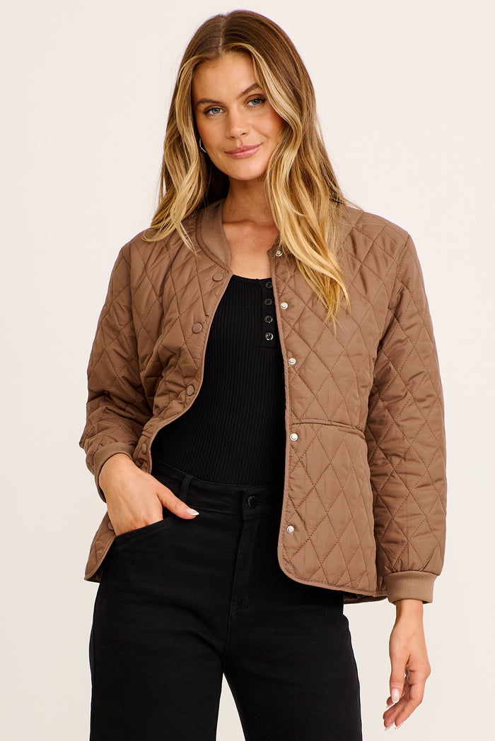 Wyoming Quilted Jacket in Chocolate Brown