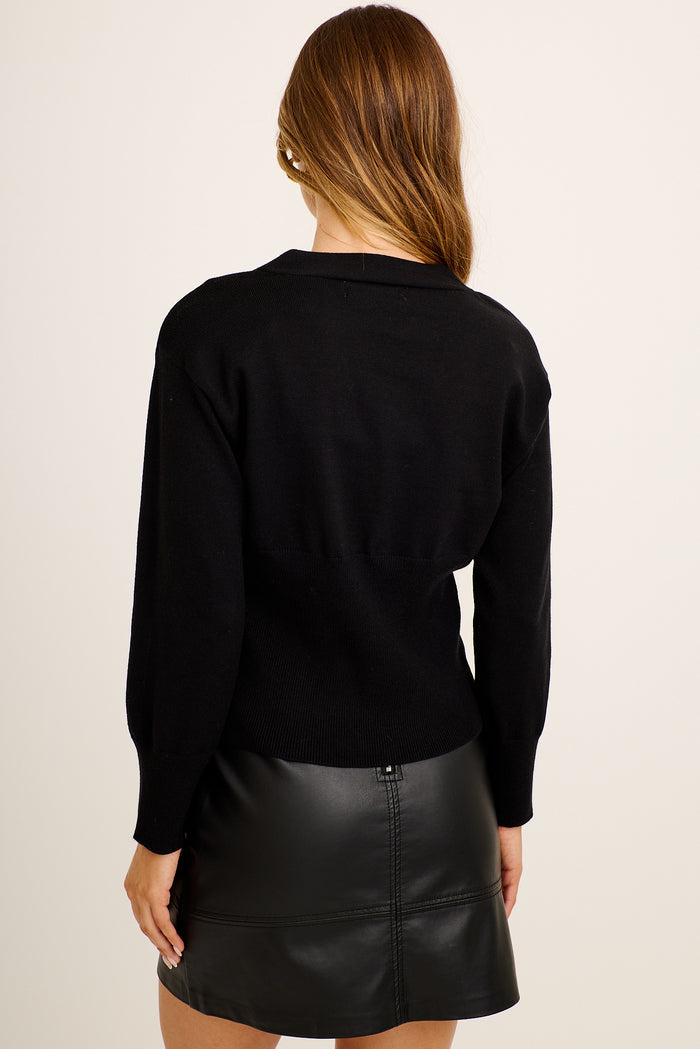 Minimalist Knit Cardigan in Black back