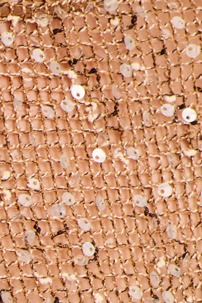 Zing Off Shoulder Top in Chocolate Sequin fabric