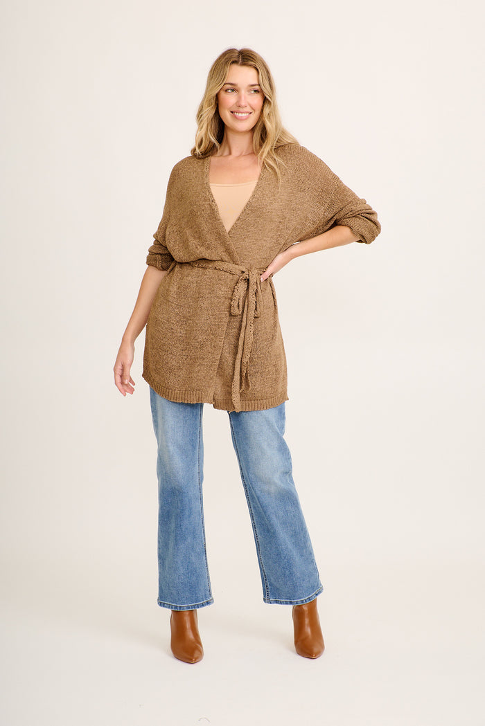 Salem Knit Cardigan in Camel full length