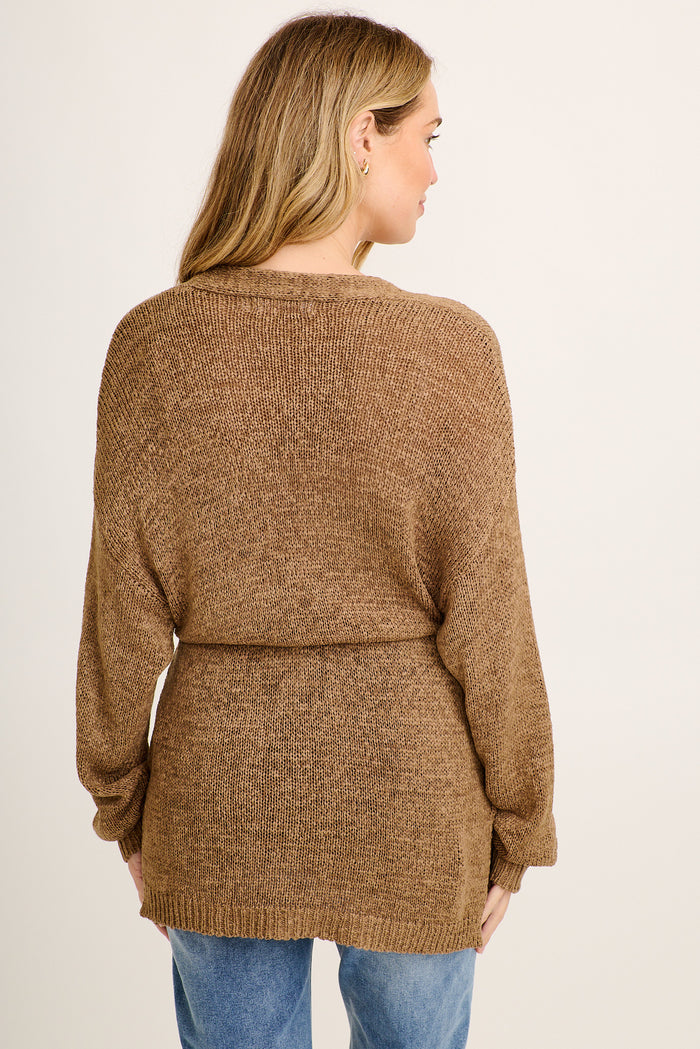 Salem Knit Cardigan in Camel back