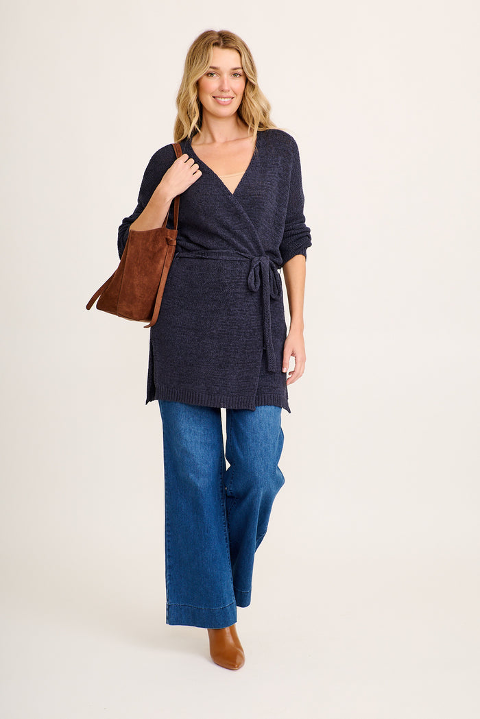 Salem Knit Cardigan in Navy full length