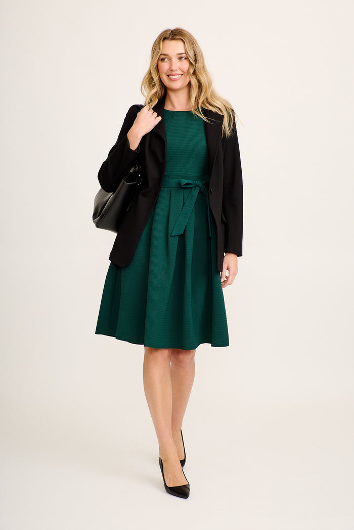Jardin Dress In Textured Emerald Green